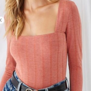 Forever 21 Square Neck Ribbed Bodysuit
